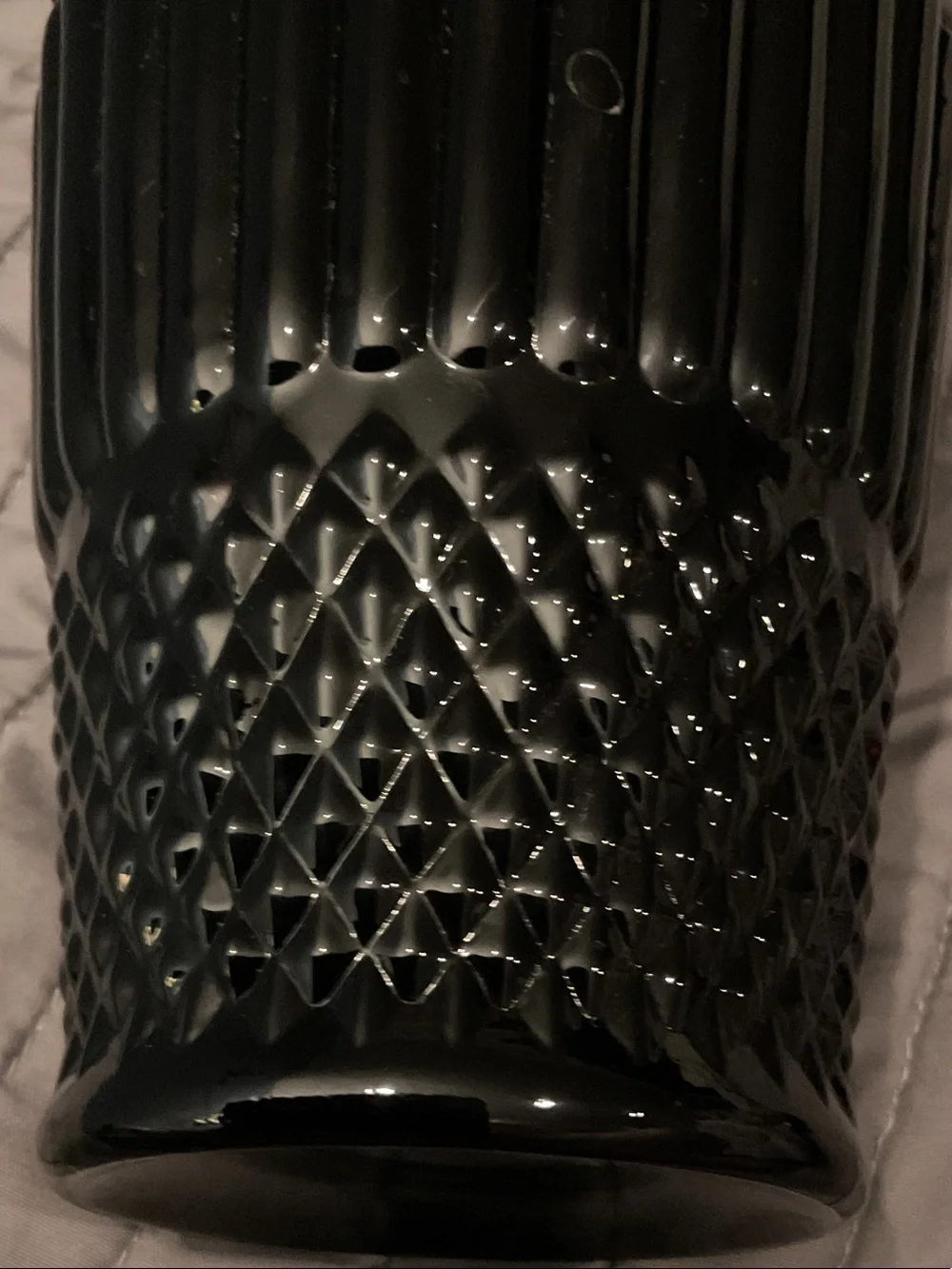 Indiana Glass Black Textured Decorative Vase